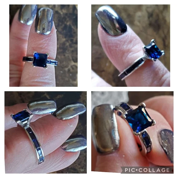 Genuine 4ct Blue Sapphire Ring Size 6 & 8 - Picture 4 of 8